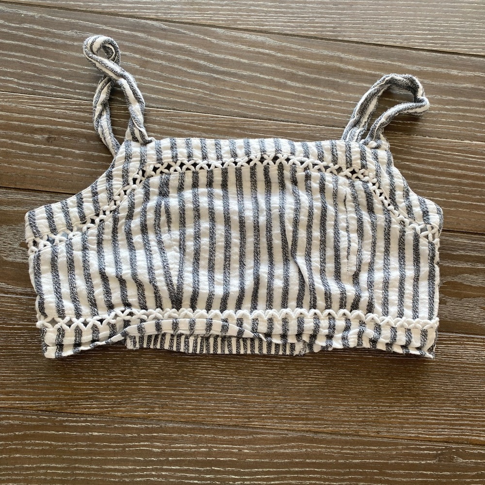 American eagle striped cropped top with smocked back